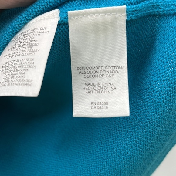 Vintage teal blue button up cardigan size large academia preppy - Picture 4 of 8